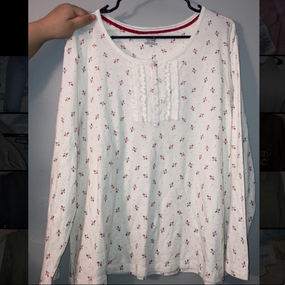 comfy pajama shirt with flowers